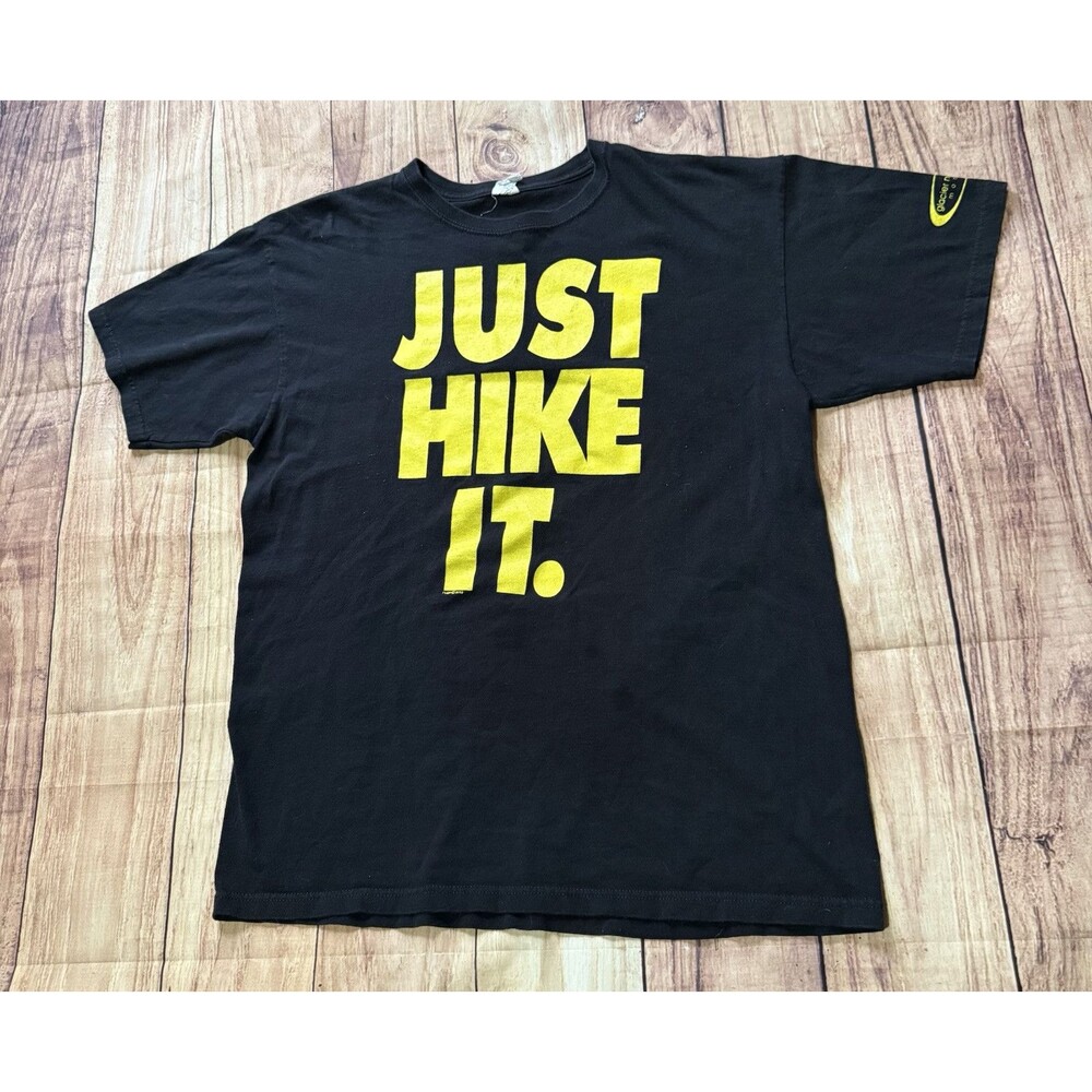Glacier National Park Montana Just Hike It Graphic T Shirt 2012 Size Large Black